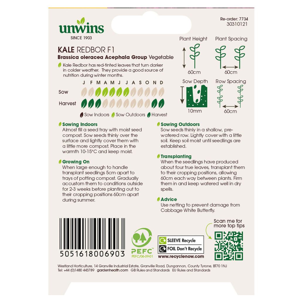 Unwins Kale Redbor Seeds 5051618006903 2